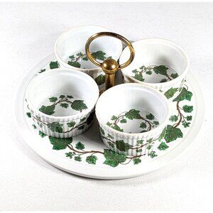 Porcelaine de Paris Lierre pattern Ramekins and sandwich serving tray made in